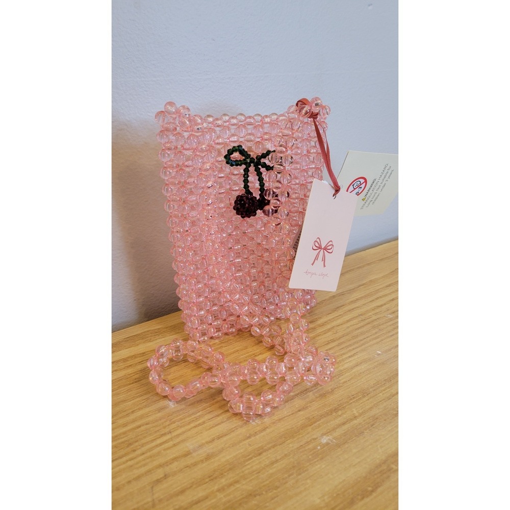Konges Slojd Copenhagen Rose Pink Perla Beaded Crossbody Wallet Bag BK7011L00P